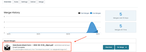 Under Document Overview, all data routes are displayed under merges.