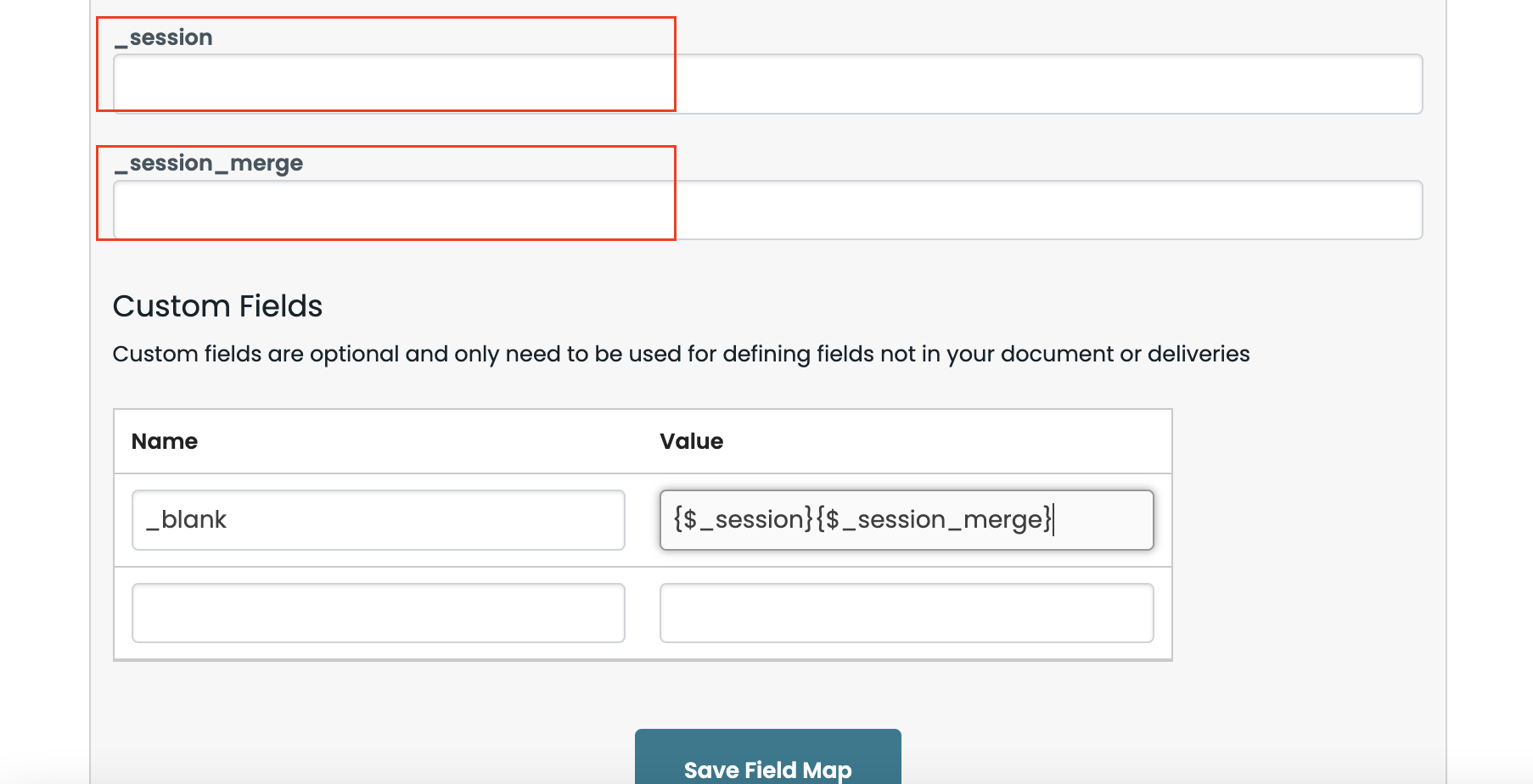 Sessions populate under Field Maps