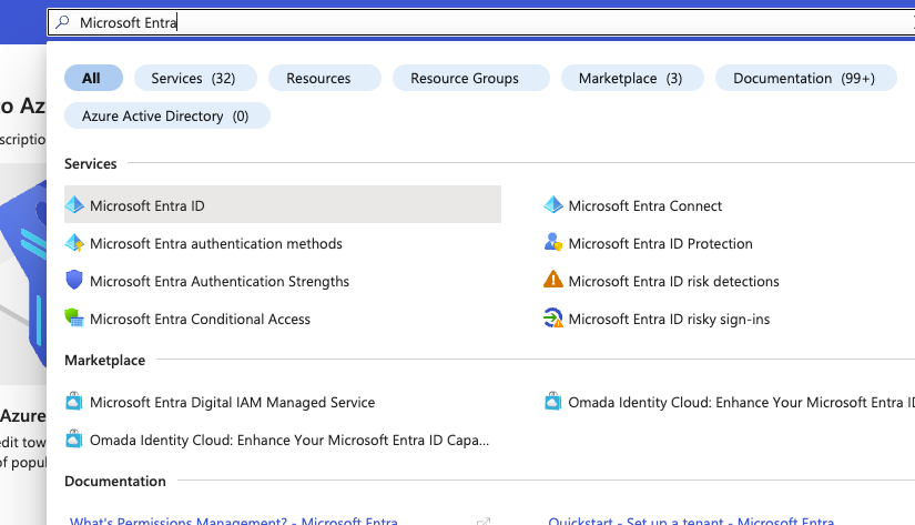 Microsoft Entra ID Menu
