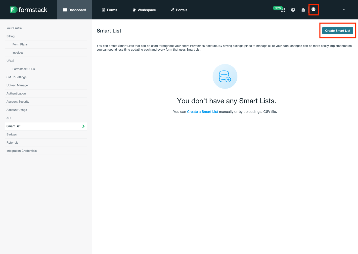 Smart list interface