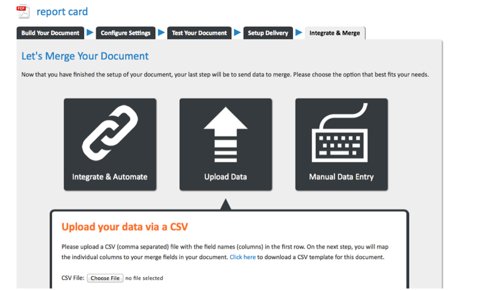 Upload your data into building a document