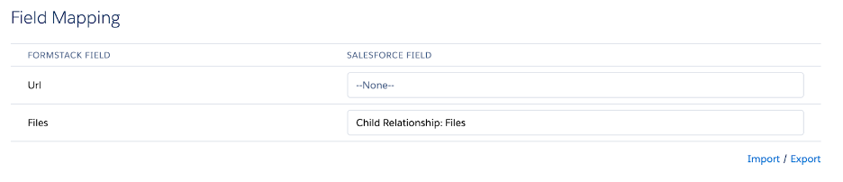 Fields available for mapping are loaded including URL