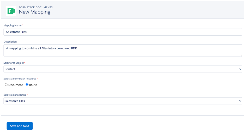 List Salesforce mapping from the dropdowns