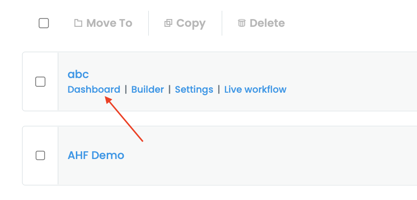 Hover over a workflow to unveil quick navigation