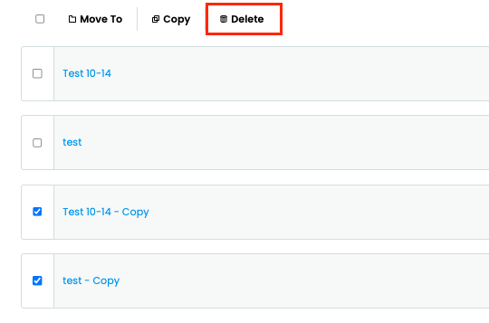 select one or more workflows and click Delete