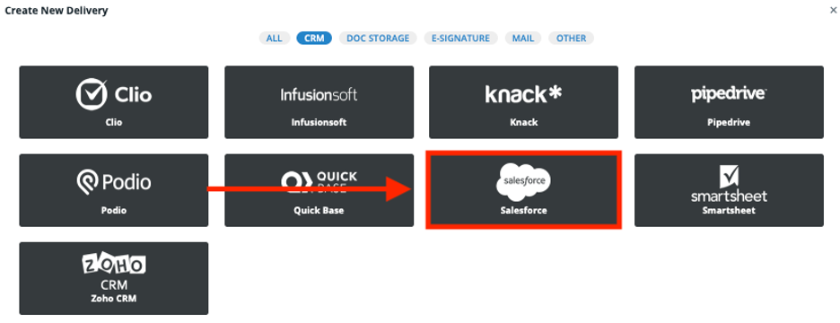 Locate Salesforce under the Delivery tab