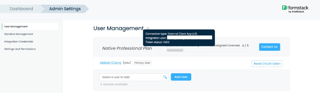 External Client App connection type in User Management