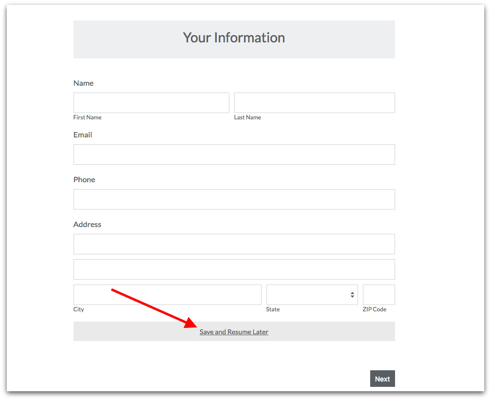 Allowing Users to Save & Resume Forms