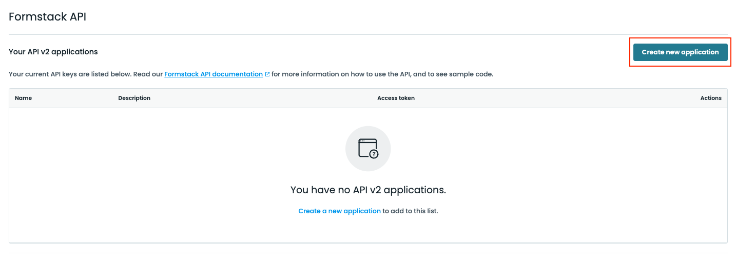 How to create a V2 API Application (Key)