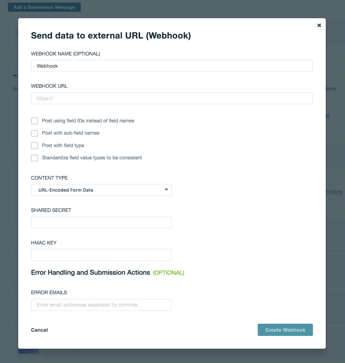 WebHook Submit Actions